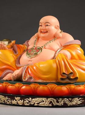 镇宅家用大肚弥勒佛像 红衣弥勒神像居家宽体笑佛 招财弥勒佛摆件