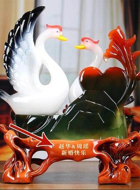 弗朗德天鹅摆件一对大号新房客厅家居摆设装饰品朋友结婚创意礼物