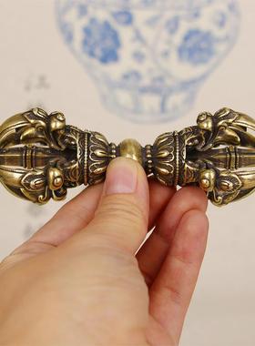 铜手工五股金刚杵镢杵普巴杵5股金钢杵铜杵把玩收藏用品礼品纯