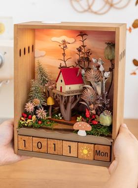 阿楹 微景观电视柜创意日历摆件高级小众灯男女书桌解压圣诞礼物