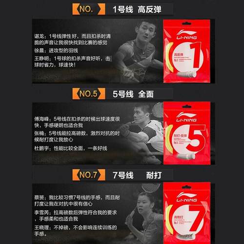 李宁羽毛球线N58/N61/N65/N68/N70/L67/1号线/高反弹耐打型球线 - 图3