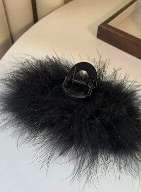 高级感羽毛鲨鱼夹后脑勺发夹