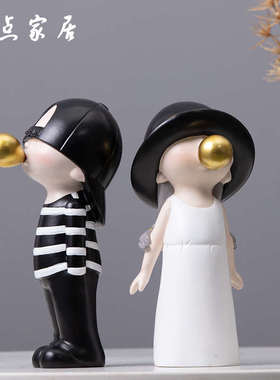 摆件北欧轻奢现代创意吹泡泡电视柜桌面玄关客厅电视桌可爱装饰品