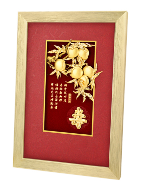 金箔画寿桃摆件送父母亲长辈老人贺寿礼品大寿实用祝寿生日礼物
