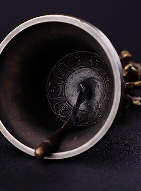 尼泊尔精品手工特大号五股九股金刚铃杵纯铜铃铛摇铃回音长久把件