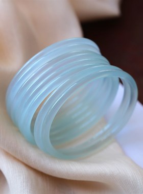 极速清货b特价天然玉髓叮当镯手镯俏色半山半水款玉髓女款玉髓镯
