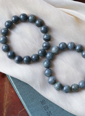 极速老油料超值 天然和田玉青花籽料圆珠款手链P 男女款玉石饰品A