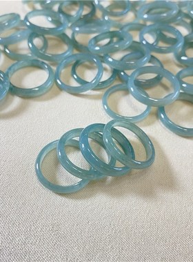 极速新货天然A货翡n翠蓝水料戒指指环戒圈 男女款翡翠戒指饰品超