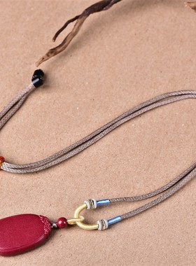 极速高含量天然m紫砂真朱砂无事牌光面配件百搭款吊坠