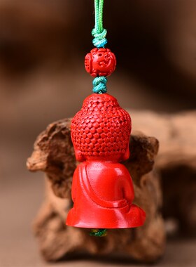 极速高含量天然红砂真朱砂x彩绘手绘阿里陀佛小和尚配件百搭款