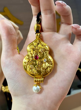 金包银镶钻吉祥象宝宝吊坠葫芦形神象挂坠送礼物来料可定制