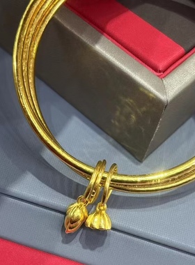 金包银三生三世莲蓬手镯女时尚精致闭口莲花手环来料可定制