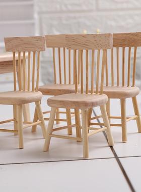 1:12微缩模型迷你橡木餐桌椅子桌子台dollhouse食玩娃娃屋配件diy