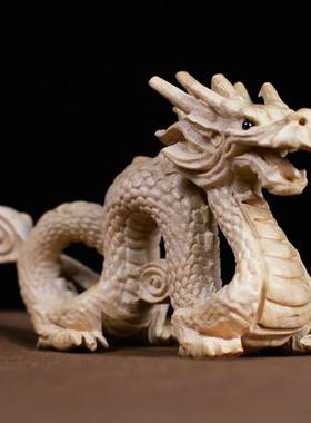 桃木龙摆件生肖龙木雕龙生肖吉祥物桃木工艺品木质龙属龙木头青龙