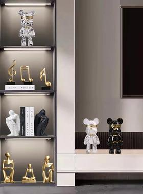 暴力熊酒柜装饰品玻璃柜摆件现代轻奢套装客厅玄关电视柜软装摆设