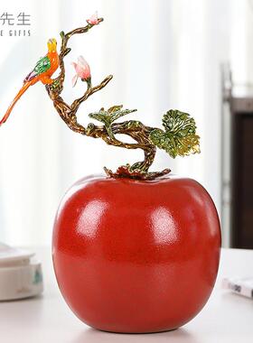 珐琅彩平安喜乐轻奢风摆件客厅玄关卧室电视柜装饰品乔迁新居礼品