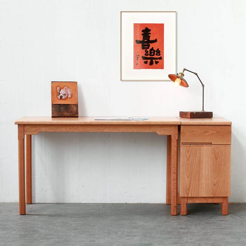 未来日记家具 樱桃木书桌实木桌子写字台功能桌组合边桌设计工作 - 图1