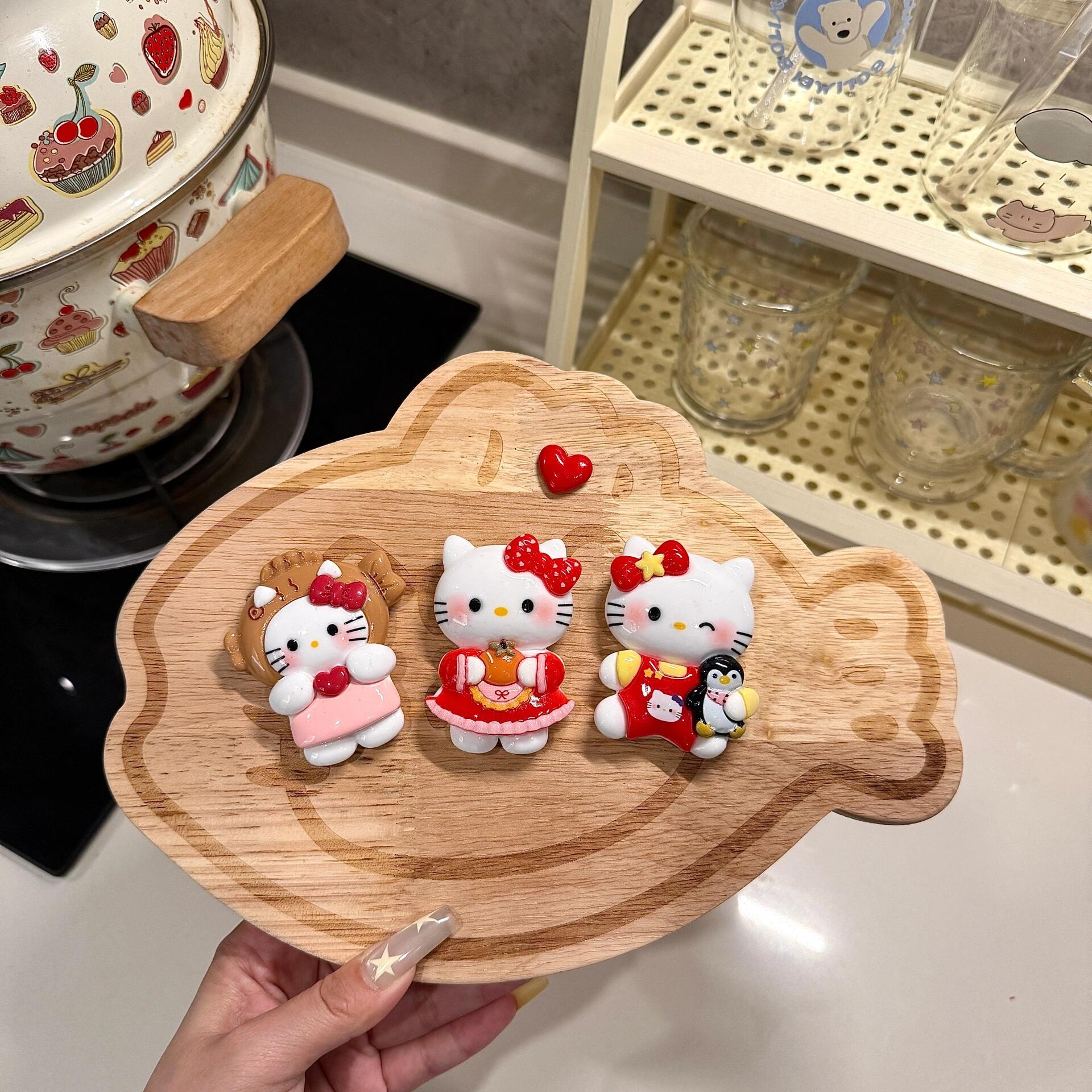 可爱hellokitty冰箱贴3D立体树脂ins猫咪磁吸留言冰箱贴家居装饰 - 图0