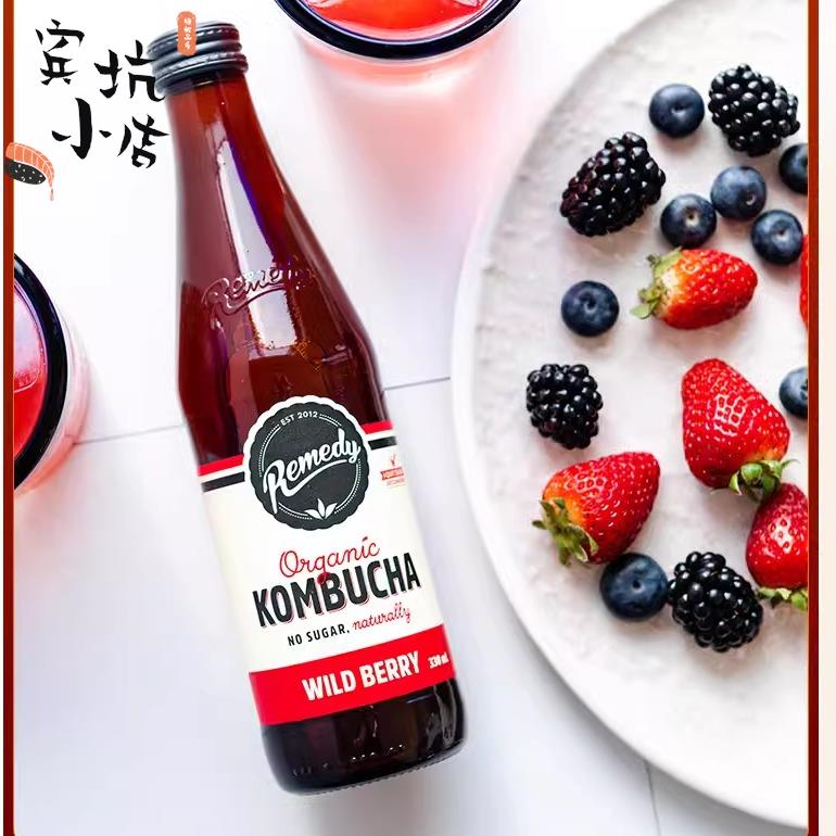 2瓶装Remedy悦蔓蒂康普茶气泡水kombucha澳洲进口饮料330ml - 图0