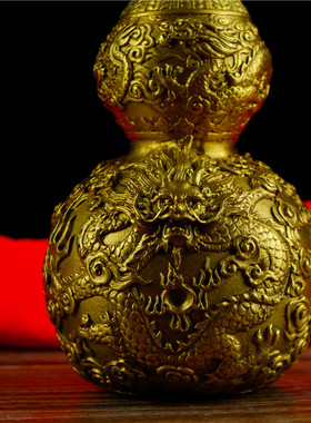 开运龙纹葫芦摆件纯铜家居装饰品摆设新中式客厅玄关风水招财摆件