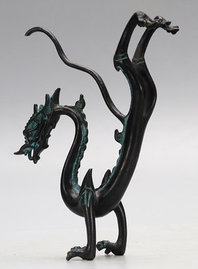 唐代鎏金铁芯铜龙仿古青铜器纯铜立龙装饰品走龙摆件历史博物馆