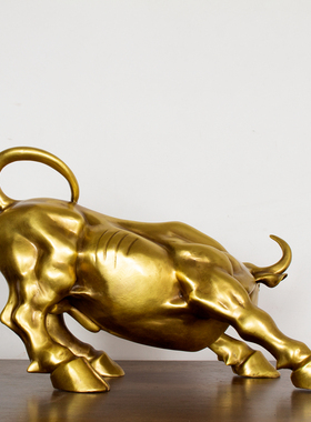 纯黄铜牛摆件华尔街牛黄生肖牛股市旺市牛家居工艺品简约现代全铜