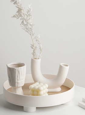 态生活现简约陶瓷小众花装饰小摆件侘寂风样板间酒柜饰品摆设