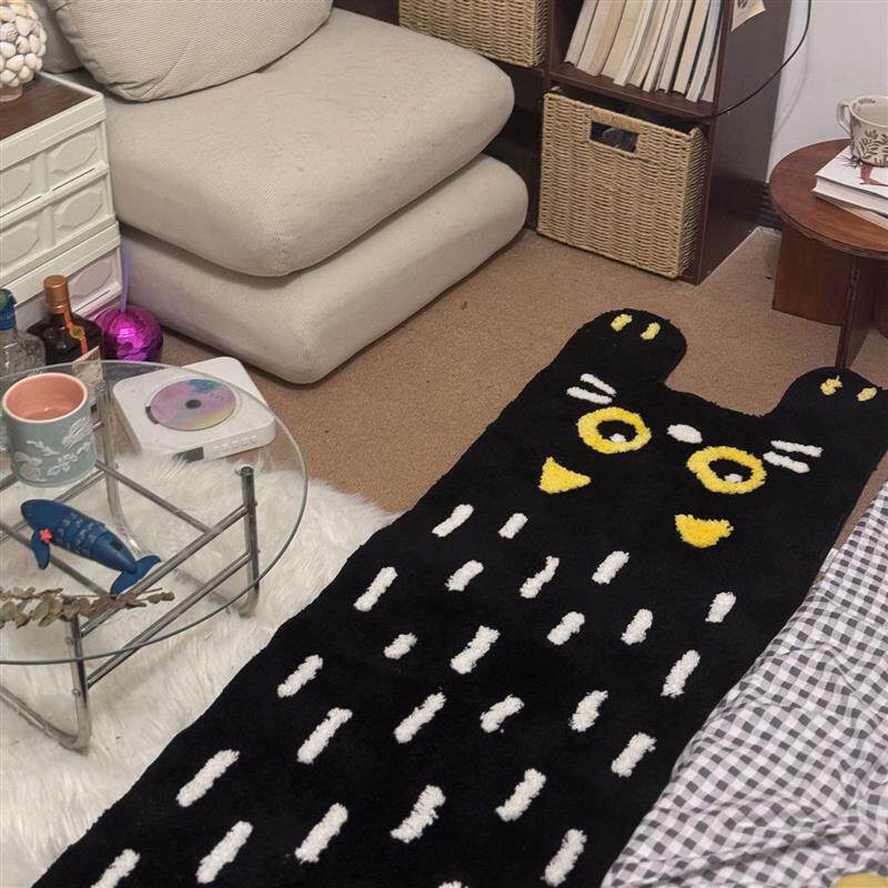 Original lying cat cute style bedroom bedside blanket long strip carpet flocking living room floor mat non-slip thickened blanket