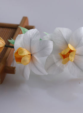 木池秋夏【玉玲珑】非遗手工水仙绒花软簪汉服配饰发簪盘发发饰