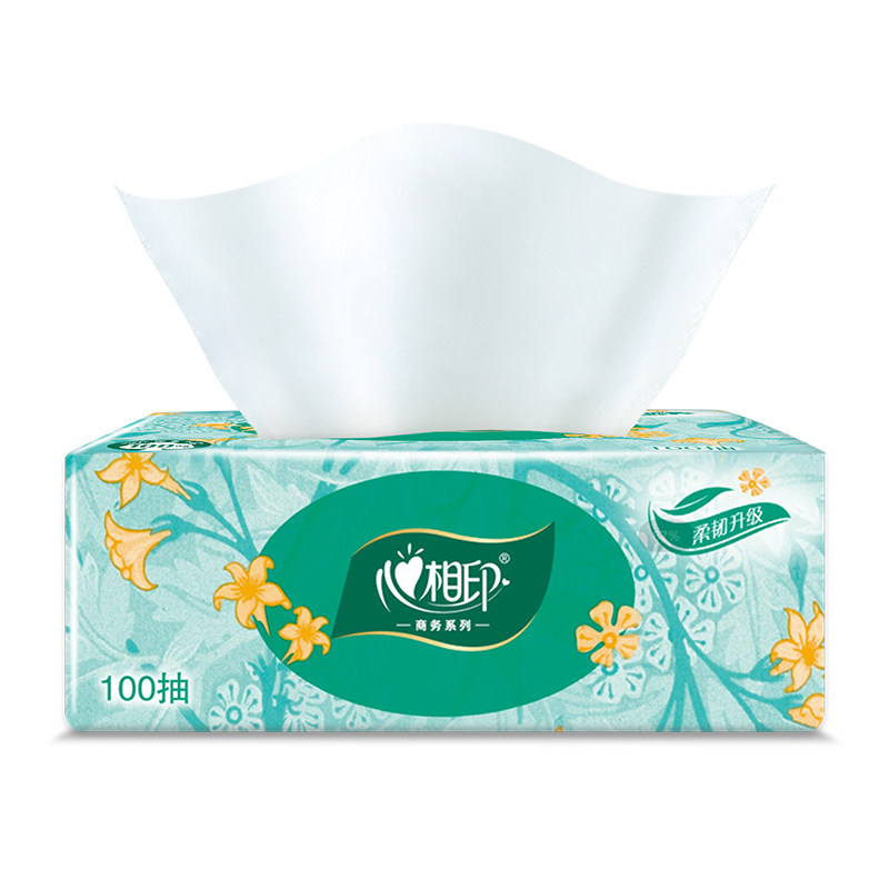 【3包1提5.01】心相印抽纸繁花商务100抽实惠餐巾纸面巾卫生纸巾
