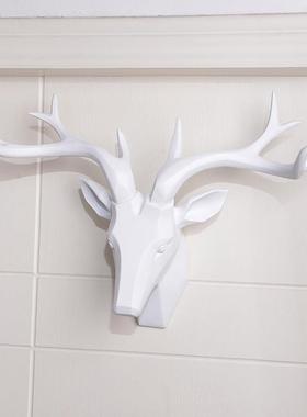 美酒式家树脂品鹿头壁挂吧复古装墙上饰装饰品白色鹿w8000-48居头