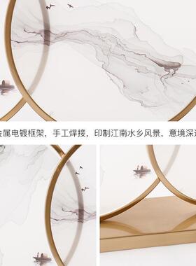 中式山水亚克力禅意摆件古MC-TY-26典样板新房关茶庄书房办公室玄