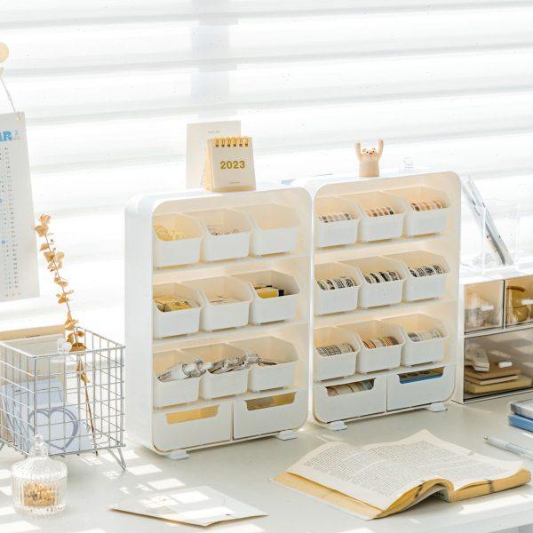 新款多格收纳盒桌面手账贴纸杂物收纳置物架公桌首饰收纳置物架,淘宝优惠券,粉丝福利购,淘宝优惠卷