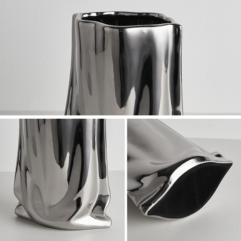 现代简约电镀银花瓶摆件乔迁之喜装饰新家布置客厅插花花瓶设计感,淘宝优惠券,粉丝福利购,淘宝优惠卷