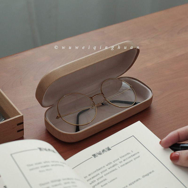 复古仿木纹小众日系少女高级简约文艺便携式 眼镜盒墨镜收纳盒,淘宝优惠券,粉丝福利购,淘宝优惠卷