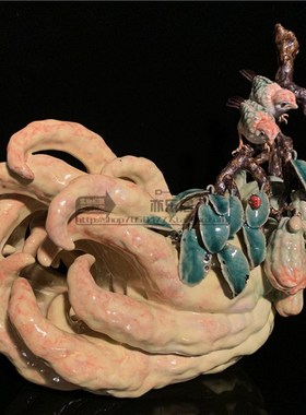 石湾公仔陶瓷佛手瓜摆件玄关客厅电视柜家居装饰品乔迁新居送礼品