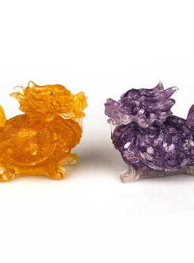 天然水晶滴胶碎石招财龙龟摆件半宝石滴胶摆件居家办店铺开业礼物