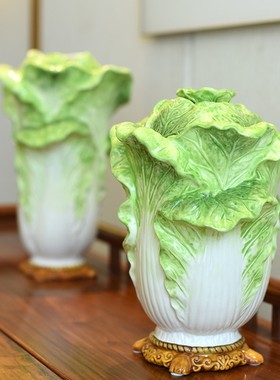 方亚陶瓷金玉满堂白菜中式密封罐精致手绘瓷装饰花瓶家居摆件礼品