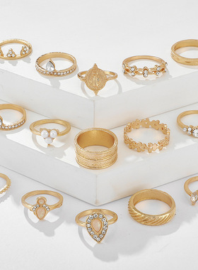 极速adjustable ring set flower rings setK for women anillos