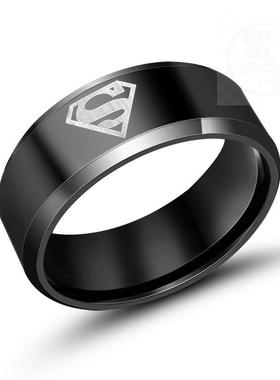 极速。 Titanium steel rinug mens Superman fashion ring temp