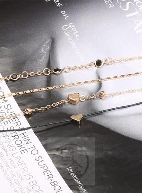 极速。Jewelry fashmion love rope wearing black Turquoise 4-p