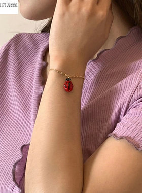 极速新款创意简约彩色瓢虫手錬x女 欧美跨境时尚ins风潮流动物琉