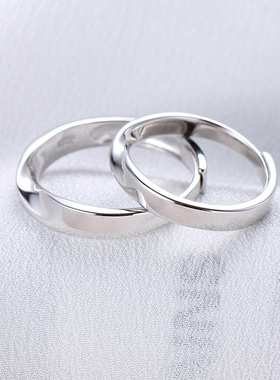 极速莫比乌斯环戒m指女士情侣款对戒大码男生纯银银色光面简约一