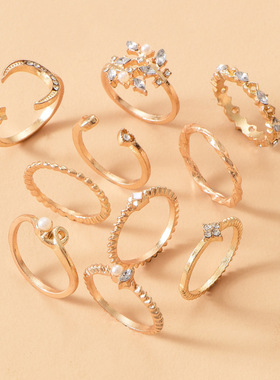 极速Moon Star Matching Rings for Women Anillos SMujer Gold R