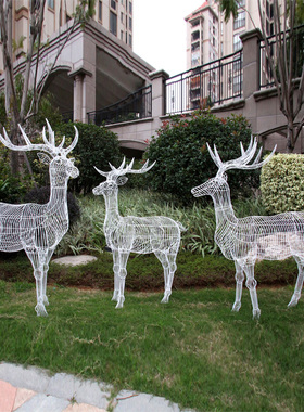 极速户外不锈钢梅花鹿雕塑园y林摆件仿真动物铁艺鹿商场美陈景观