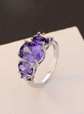 极速Fashionf Jewelry Elegant Purple Denim Zircon Engagement