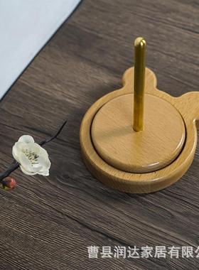 实木毛线绕线轴毛线团编织工具家用可转动旋转针织线团榉木底座