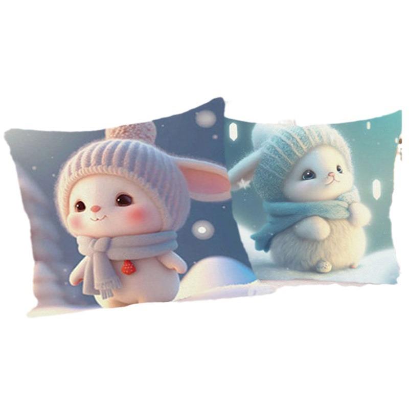 5ZW高颜值十字绣2024新款线绣小兔子抱枕一对卧室手工自己绣 - 图3