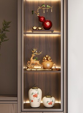 招财福禄金属珐琅彩鸿运葫芦摆件新中式客厅电视柜装饰品高档礼品