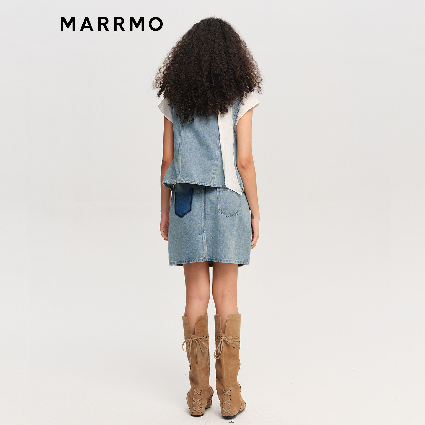 MARRMO/马髦 2026春季新款休闲百搭短裙马蹄莲印花A字牛仔半身裙,淘宝优惠券,粉丝福利购,淘宝优惠卷